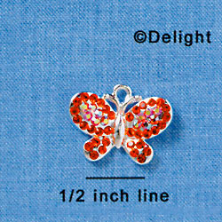 Orange Swarovski Crystal Butterfly with AB Accents - Silver Charm