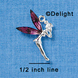 Silver Fairy with Purple Swarovski Crystal Wings - Silver Charm
