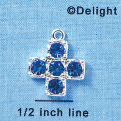 Cross - Large Blue Swarovski - Silver plated Pendant