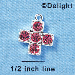 Cross - Large Pink Swarovski - Silver plated Pendant