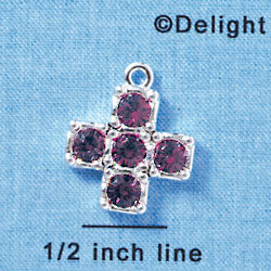 Cross - Large Purple Amethyst Swarovski - Silver plated Pendant