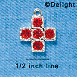 Cross - Large Red Swarovski - Silver plated Pendant