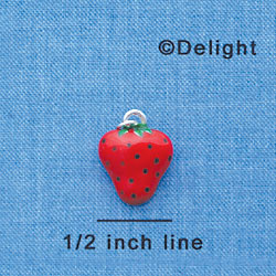 STRAWBERRY-3D+ tlf - Large Red Strawberry - 2 Sided - Silver Charm