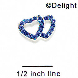 Blue Sapphire Swarovski Double Heart Connector - Silver Connecter