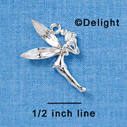 Silver Fairy with Clear Swarovski Crystal Wings - Silver Charm