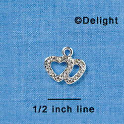 Clear Swarovski Double Hearts - Silver Charm