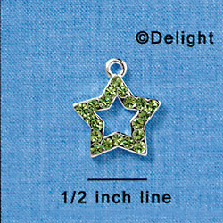 Star - Lime Green Peridot Swarovski Crystal - Silver Charm