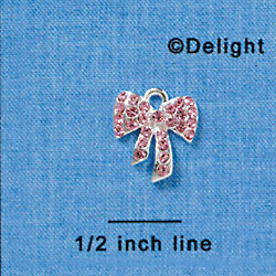 Pink Swarovski Crystal Bow - Silver Charm