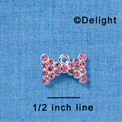BowTie - Pink Swarovski Crystal - Silver Charm