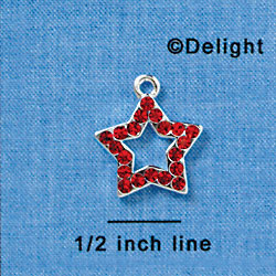 Star - Red Swarovski Crystal - Silver Charm