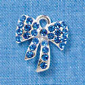 Sapphire Blue Swarovski Crystal Bow - Silver Charm