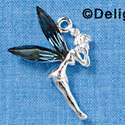 Silver Fairy with Blue Swarovski Crystal Wings - Silver Charm