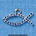 Small Blue Swarovski Crystal Christian fish - Silver Charm