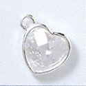 Heart - Clear Crystal - Silver Charm