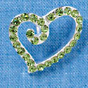 Heart - Small - Lime Green Swarovski Crystal - Silver Pendant