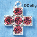 Cross - Extra Large Pink Swarovski - Silver plated Pendant