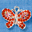 Orange Swarovski Crystal Butterfly with AB Accents - Silver Charm