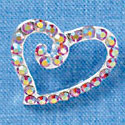 Heart - Small - Pink AB Swarovski Crystal - Silver Pendant