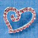 Heart - Small - Pink Swarovski Crystal - Silver Pendant