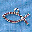 Small Purple Swarovski Crystal Christian fish - Silver Charm