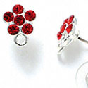 Red Swarovski Flower Center Earrings (1 pair per package)