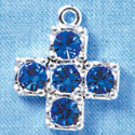 Cross - Large Blue Swarovski - Silver plated Pendant