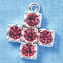 Cross - Large Pink Swarovski - Silver plated Pendant