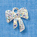 Clear AB Swarovski Crystal Bow - Silver Charm