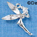 Silver Fairy with Clear Swarovski Crystal Wings - Silver Charm
