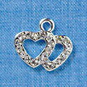 Clear Swarovski Double Hearts - Silver Charm