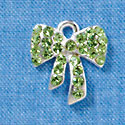 Peridot Green Swarovski Crystal Bow - Silver Charm