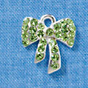 Peridot Green Swarovski Crystal Bow - Silver Charm