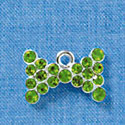 BowTie - Lime Green Peridot Swarovski Crystal - Silver Charm