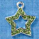 Star - Lime Green Peridot Swarovski Crystal - Silver Charm