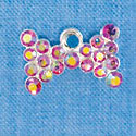 BowTie - Pink AB Swarovski Crystal - Silver Charm