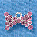 BowTie - Pink Swarovski Crystal - Silver Charm