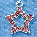 Star - Pink Swarovski Crystal - Silver Charm