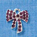 Purple Swarovski Crystal Bow - Silver Charm