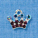 Purple Crystal Swarovski Crown with AB Crystal Accents - Silver Charm