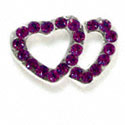 Double Heart Connector - Purple Swarovski - Silver Connecter