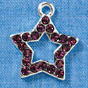 Star - Purple Amethyst Swarovski Crystal - Silver Charm