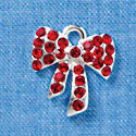 Red Swarovski Crystal Bow - Silver Charm