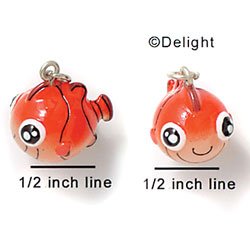 N1019 - Orange Fish - 3-D Hand Painted Resin Charm