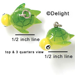 N1018 - Sea Turtle - 3-D Hand Painted Resin Charm