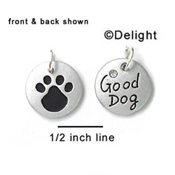 N1001 - Good Dog & Paw - Silver Resin Charm