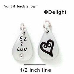 N1025 - EZ 2 LUV & Heart - Silver Resin Charm