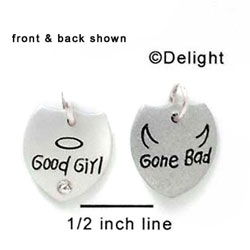 N1033 - Good Girl with Halo & Gone Bad with Horns - Silver Resin Charm