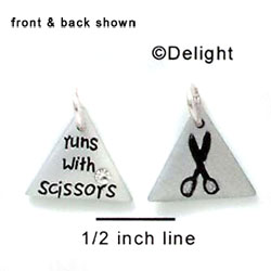 N1050 - Runs with Scissors & Pair of Scissors - Silver Resin Charm