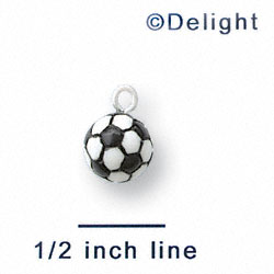 N1075+ tlf - Soccerball - 3-D Hand Painted Resin Charm