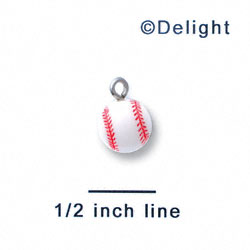 N1076+ tlf - Baseball - 3-D Hand Painted Resin Charm